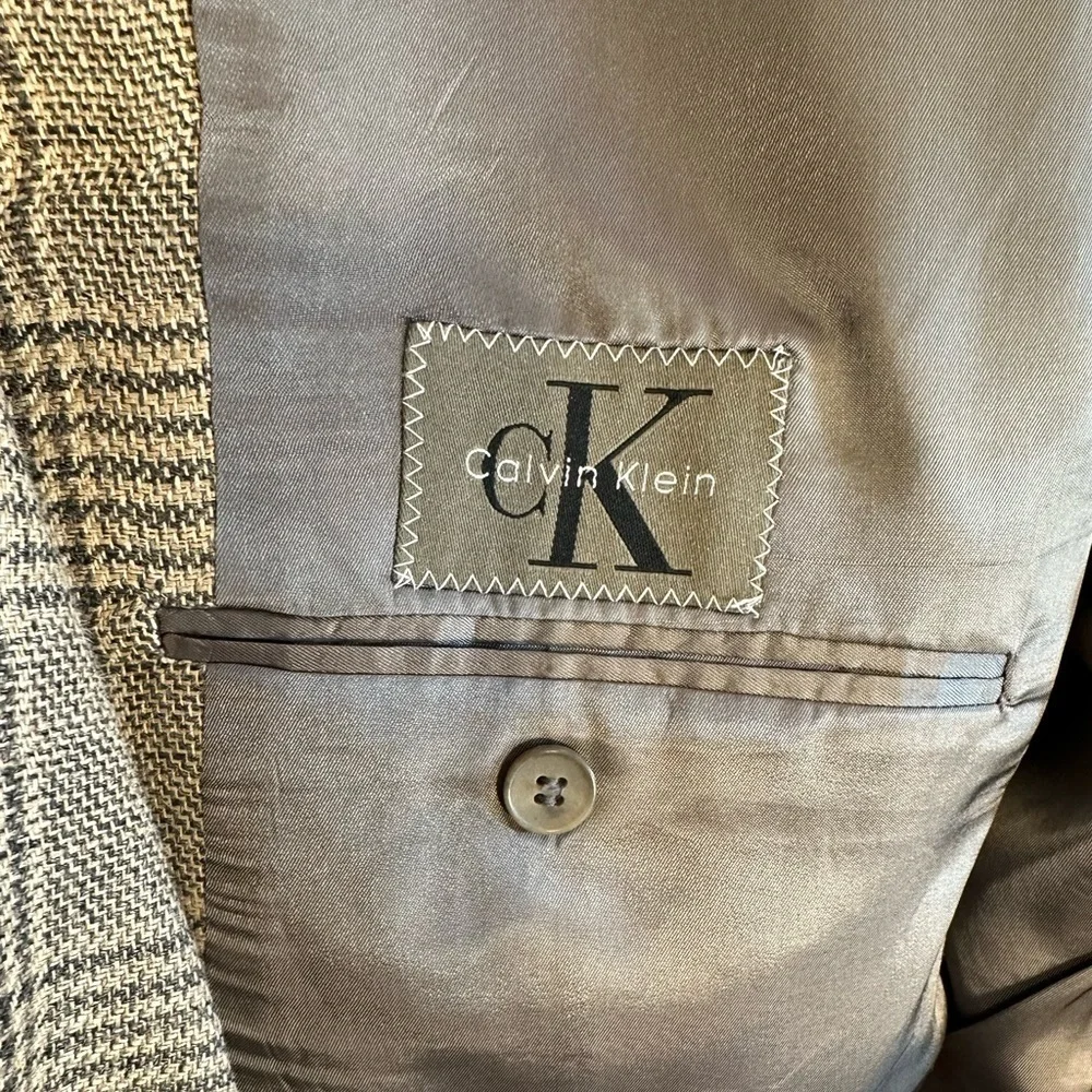 Calvin Klein Mens Size 41R 100% Linen Sports Coat Jacket Blazer Fully Lined USA